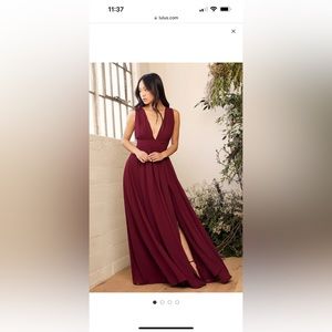 Lulu’s Heavenly Hues Burgundy maxi dress